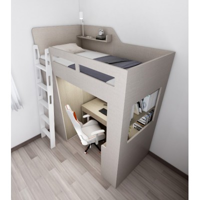(自選訂做尺寸) 書桌衣櫃高架床